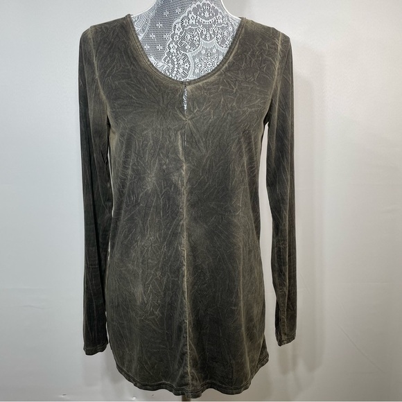 BKE Blouse Womens Small Crinkle Effect Texture Long Sleeve top casual comfy - Picture 1 of 7